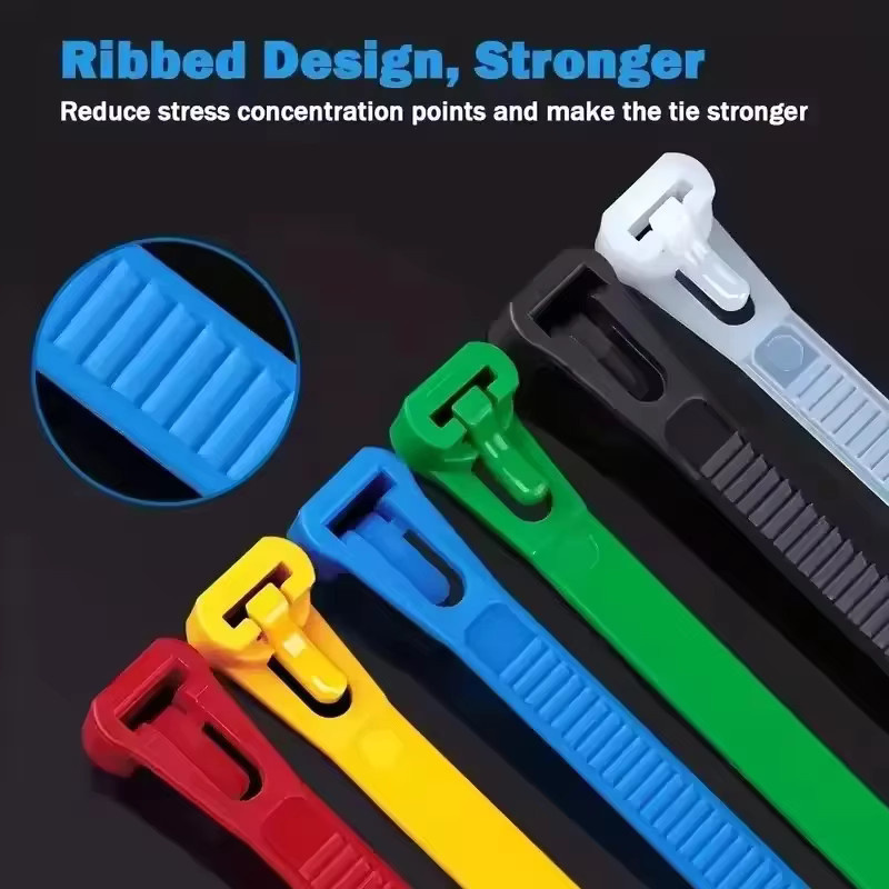 100 wiederverwendbare Nylon-Kabelbinder in Schwarz, Weiß und gemischten Farben - Bild 3