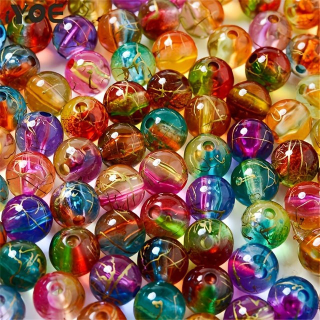 QYWCTZ Acrylperlen, 8 mm, goldfarben, gebürstet, zweifarbig, rund, Unisex - Bild 1