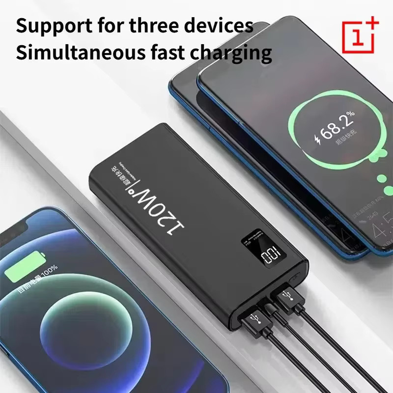 Power Bank mit 50000 mAh und 120W Schnellladefunktion in Schwarz für iPhone, Samsung und Xiaomi - Bild 1