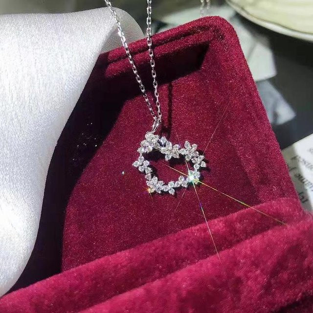 YIRAN Jewelry Halskette, Blumen Herz, Kupfer, Schwarz, Zirkonia, Damen - Bild 1