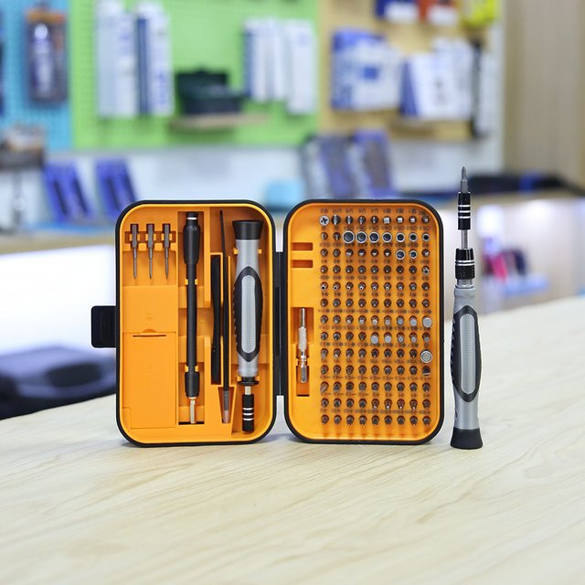 KING'SDUN Präzisions-Schraubendreher-Set 130 in 1 mit magnetischen Bits in Orange für Handy, PC und Uhrenreparatur - Bild 1