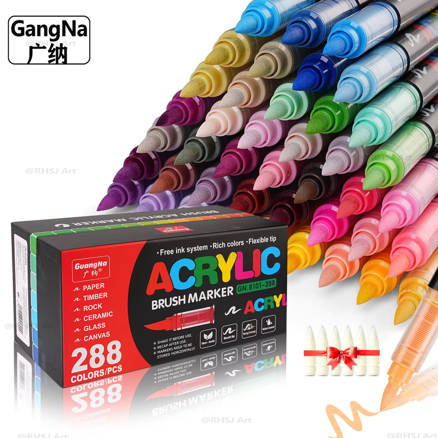 Professionelle Acryl-Farbmarker Set mit weicher Pinselspitze in 288 Farben für DIY-Bastelarbeiten - Bild 3