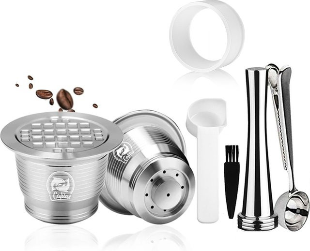 iCafilas wiederverwendbare Kaffeekapsel aus Edelstahl in Silber für Nespresso-Maschinen, nachfüllbare Filterbecher-Pads von Belr-Housewares - Bild 1