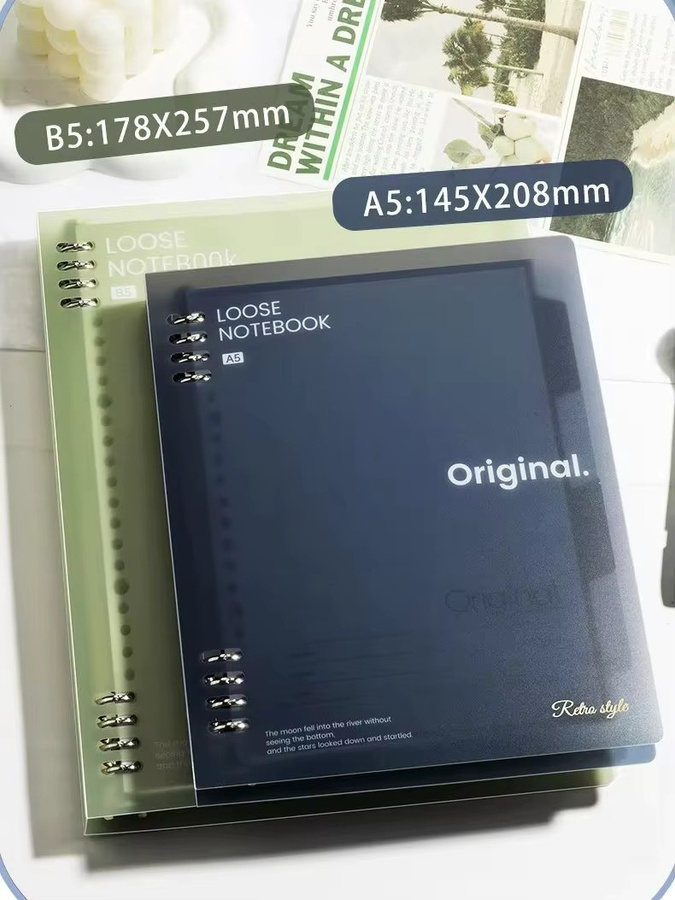 A5 Notizbuch mit Softcover und Fächern in Blau, liniertes Loseblatt-System für Schule und Studium - Bild 5
