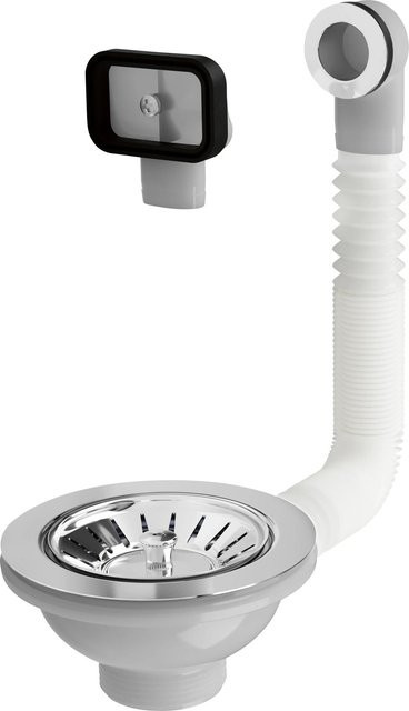 Prevex Ablaufventil-Set für Küchenspülen in Chrom mit 1 1/2 Zoll und Ø 114 mm - Bild 1