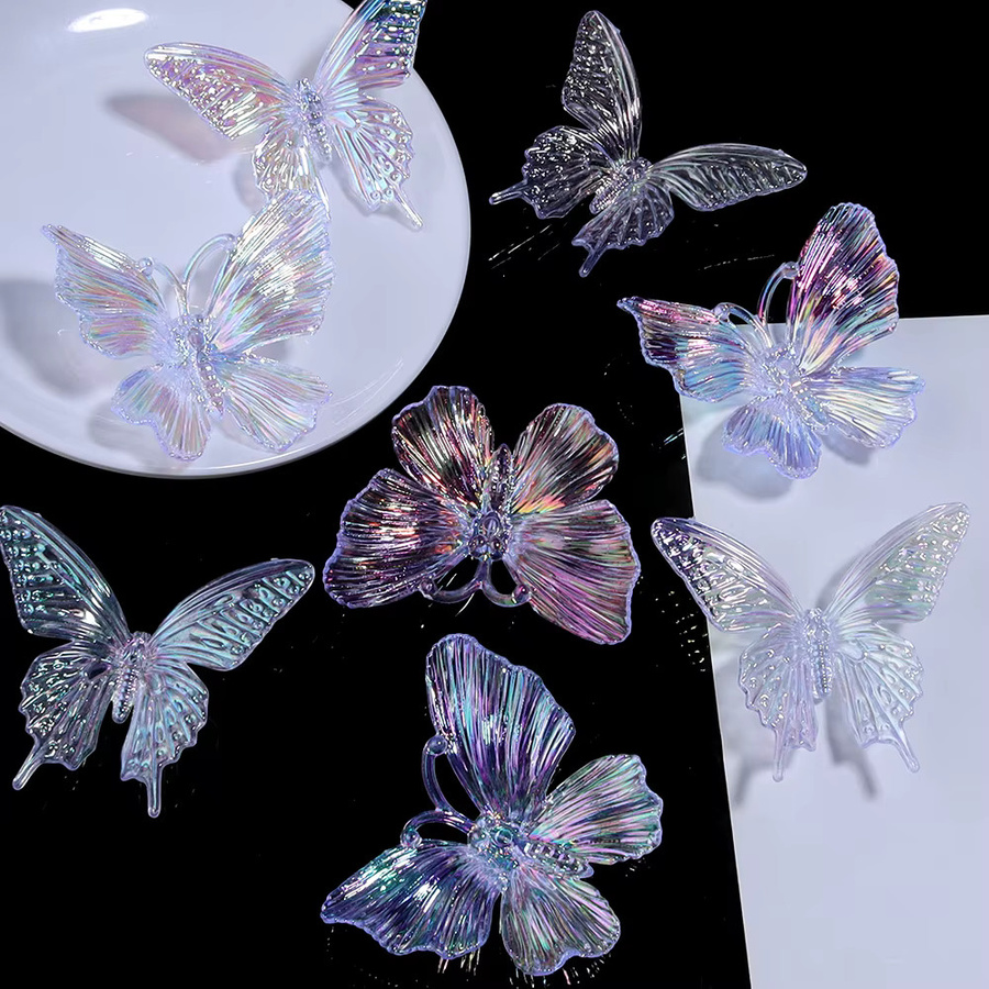 Schmetterling Anhänger, Acryl, Transparent, 5er-Los - Bild 3