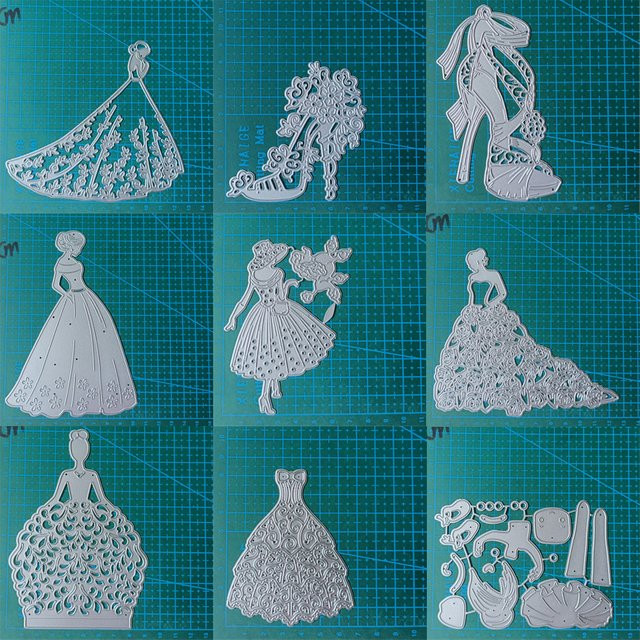 Metall Stanzform Kleid in Silber für Scrapbooking und Papierhandwerk - Bild 1