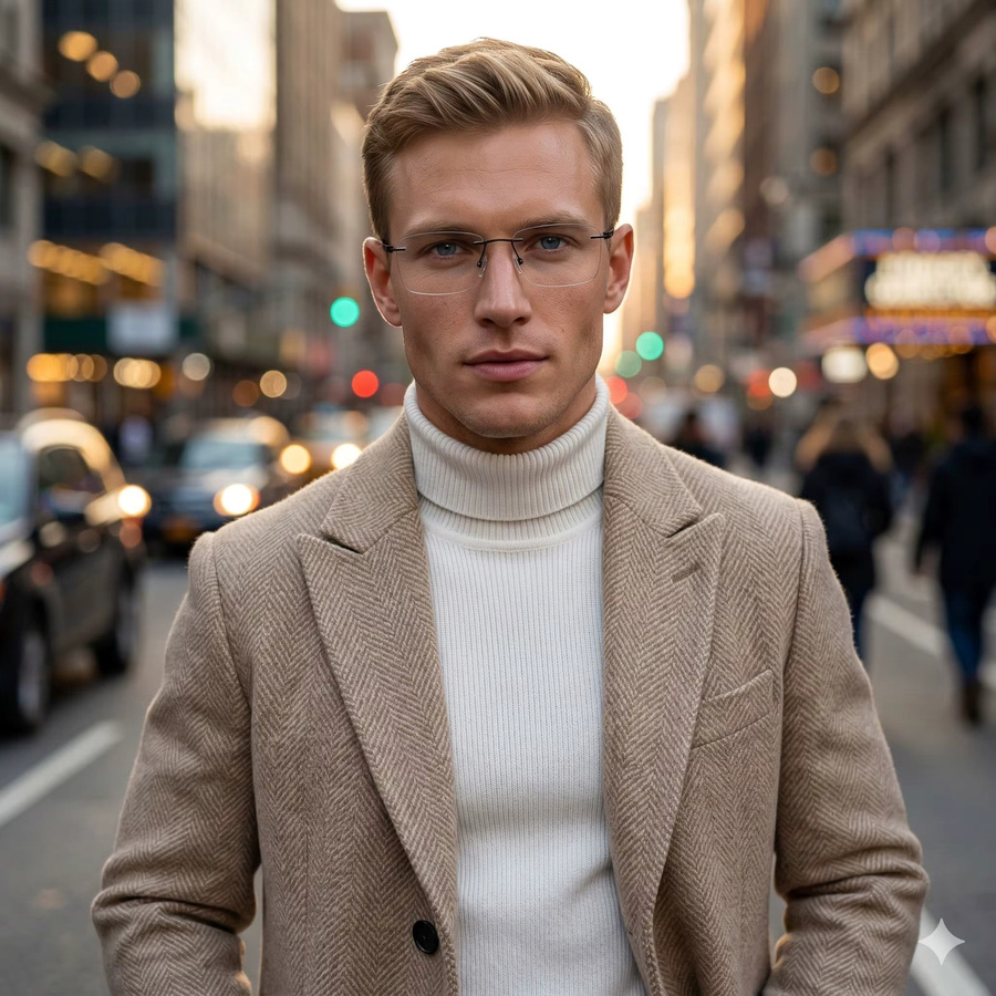 ZENOTTIC Korrektionsbrille, randlos, rechteckig, Metall, Herren, Blaulichtfilter - Bild 2