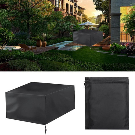 Aimo Staubschutzhülle für Gartenmöbel aus wasserabweisendem Oxford-Polyester, Schwarz, B x T x H: 250 x 250 x 90 cm