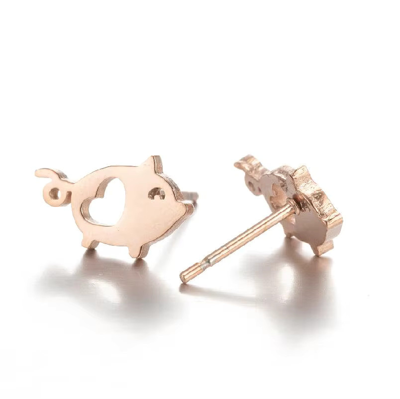 SMJEL Ohrstecker Edelstahl, Damen, Schweine Schaf Schildkröte - Bild 1