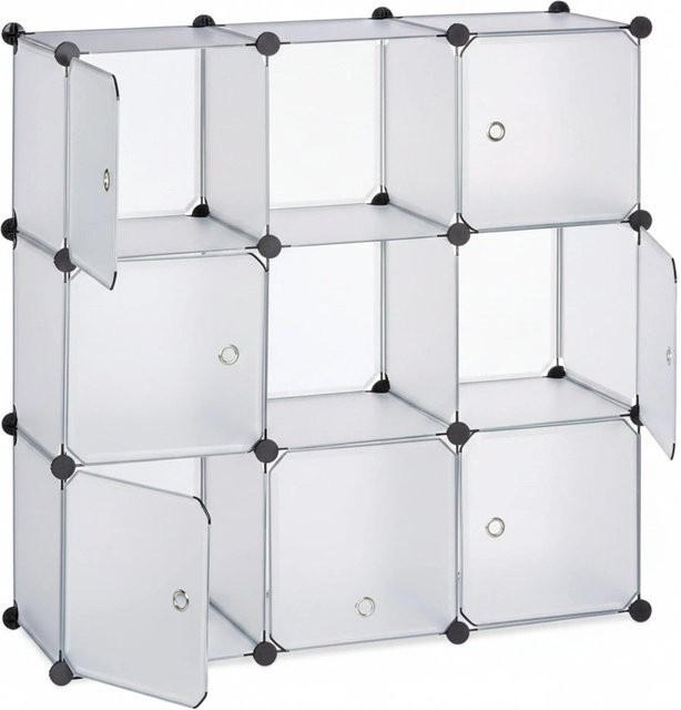 Relaxdays Regalsystem aus Kunststoff mit Türen, Transparent, B/T/H: 95,5 x 32 x 95,5 cm - Bild 1