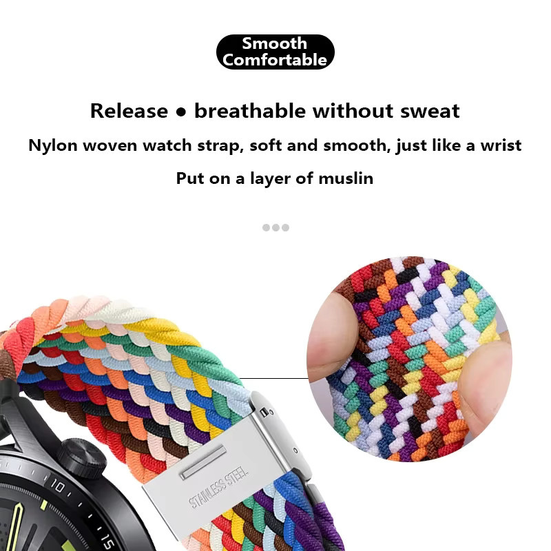 CAOWTAN Uhrenarmband Nylon, geflochten, elastisch, Bunt, Unisex - Bild 4