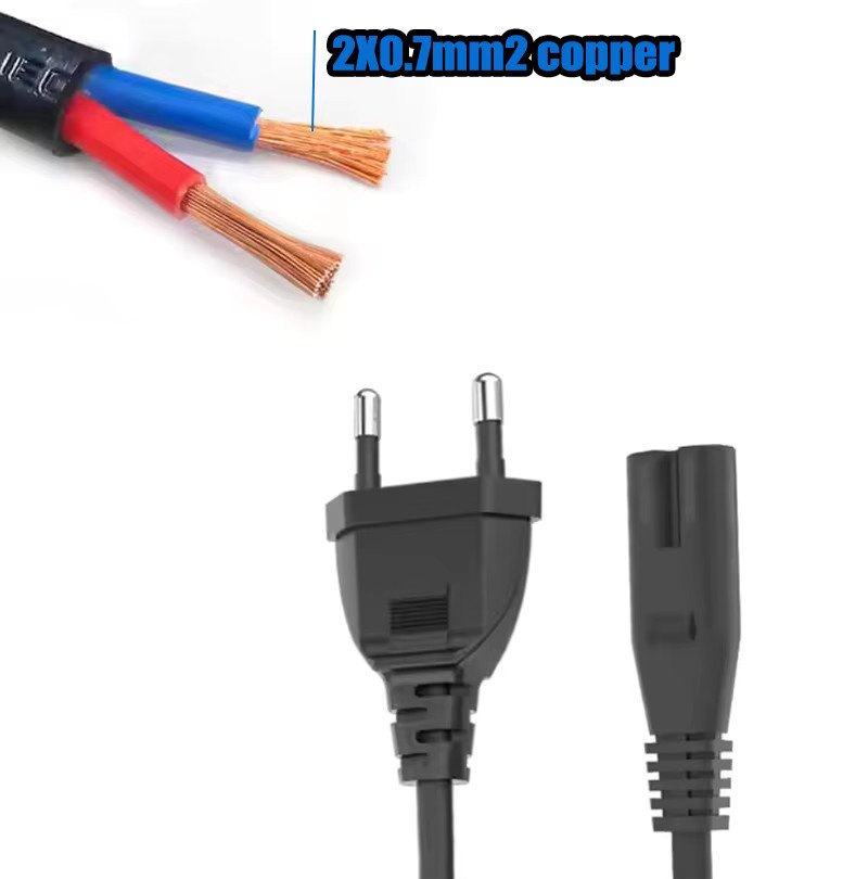 Korea-Netzsteckerkabel mit 2-poligem AC-Stecker auf IEC 60320 C7, 1,5 m, Schwarz - Bild 4