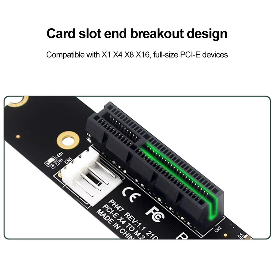 NGFF M.2 zu PCI-E 4X Festplattenkonverter-Lesegerät in Schwarz, kompatibel mit X1 X4 X8 X16 PCI-e Schnittstellenadapter - Bild 5