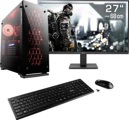 CSL Computer Gaming PC M11530H in Schwarz mit AMD Ryzen 5 7500F, 16GB RAM, 1TB SSD, Nvidia GeForce RTX 3050 6GB GDDR6 und 27 Zoll Full HD Monitor - Bild 1