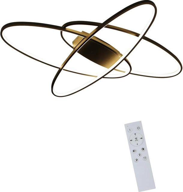NETTLIFE LED Deckenleuchte aus Metall in Schwarz, dimmbar mit Fernbedienung, Breite: 85 cm - Bild 1