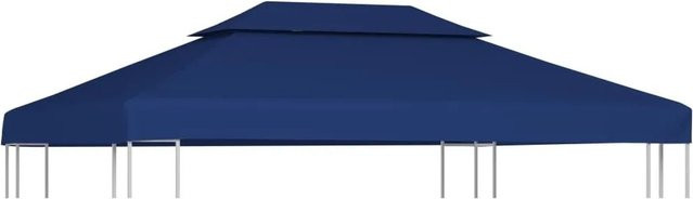 vidaXL Pavillon-Dachplane mit Kaminabzug aus Polyester in Blau, B x T: 4 x 3 m - Bild 1