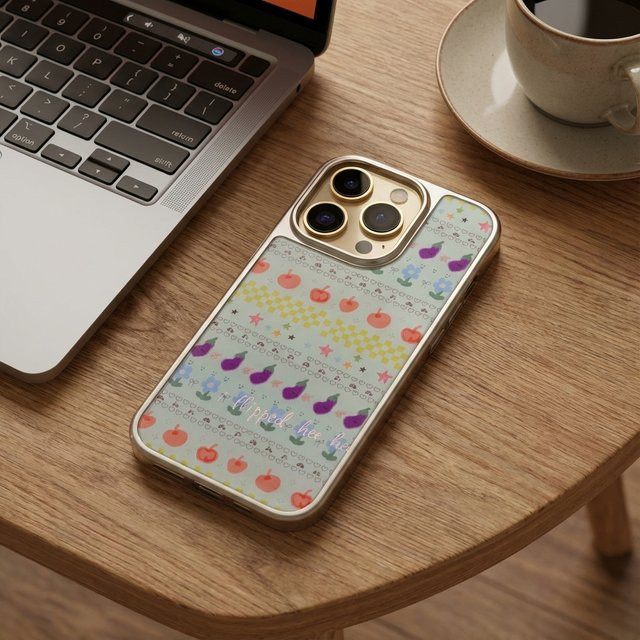 DecoPhone Ins Fruit Nonsense Island Silver Edge Epoxy Anti-Drop Handyhülle für iPhone XR/11/12/13/14/15/16/17 Pro Max in Silber/Mehrfarbig - Bild 1