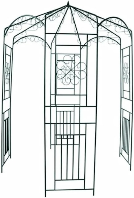 vidaXL Rosenpavillon aus Schmiedeeisen in Dunkelgrün mit 250 cm Breite und 160 cm Höhe - Bild 1