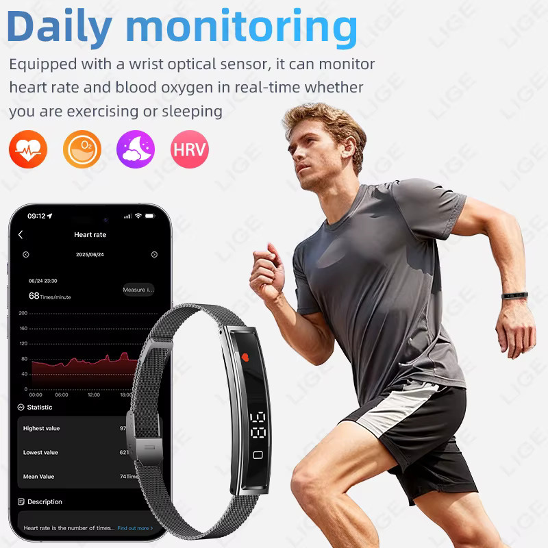 LIGE Smartwatch Gold Unisex mit Herzfrequenz- und HRV-Monitor, Wasserdichtem Sportarmband für Android und iOS mit Anruf-Erinnerung und Schrittzähler - Bild 3