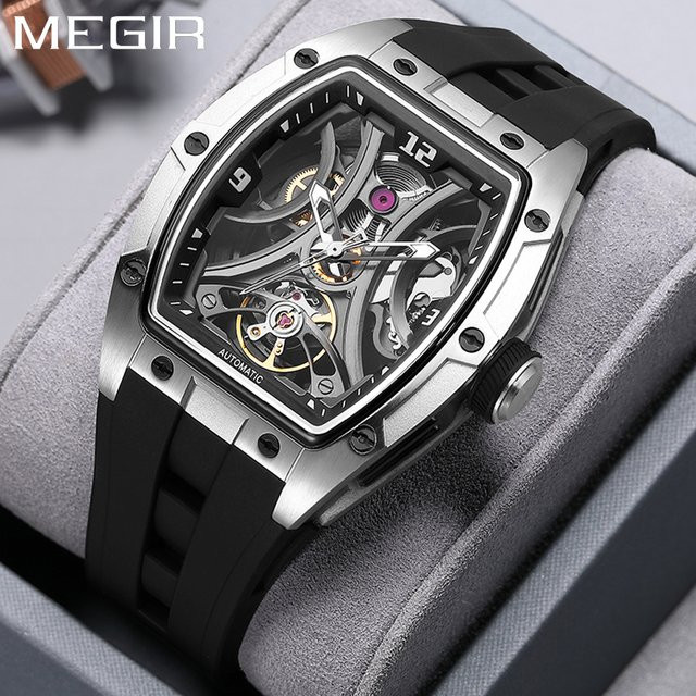 MEGIR Armbanduhr Automatik, Edelstahl, Weiß, Herren - Bild 1