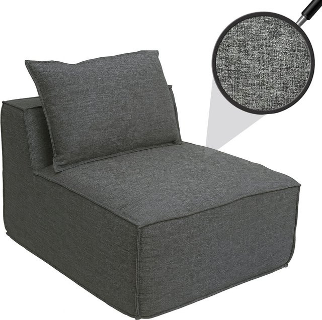 MCW Loungesessel Mittelteil Polstersessel für Sofa O54 in Dunkelgrau, Stoff/Textil, B/T/H: 63 x 75 x 97 cm - Bild 1