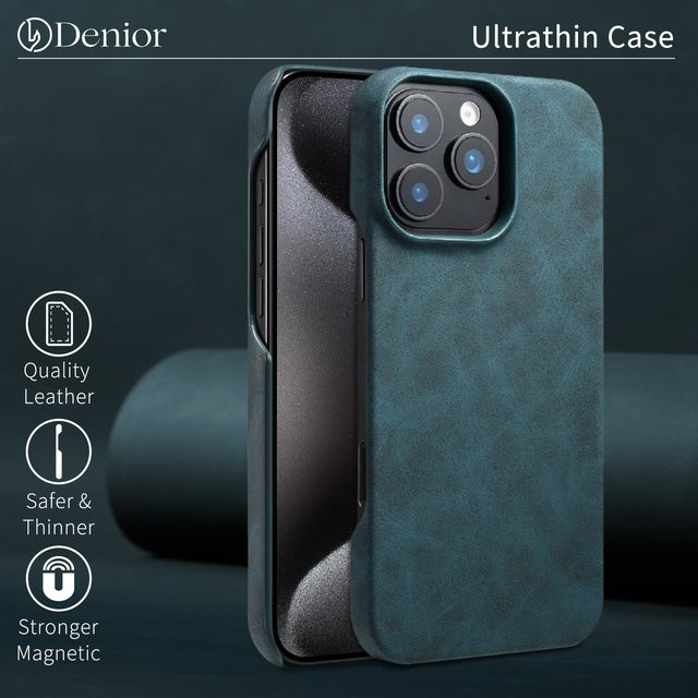 Denior Magnetische Kunstleder Handyhülle für iPhone 17 16 15 14 13 Air Plus Pro Max in Schwarz mit kabelloser Ladefunktion und Sturmschutz - Bild 1