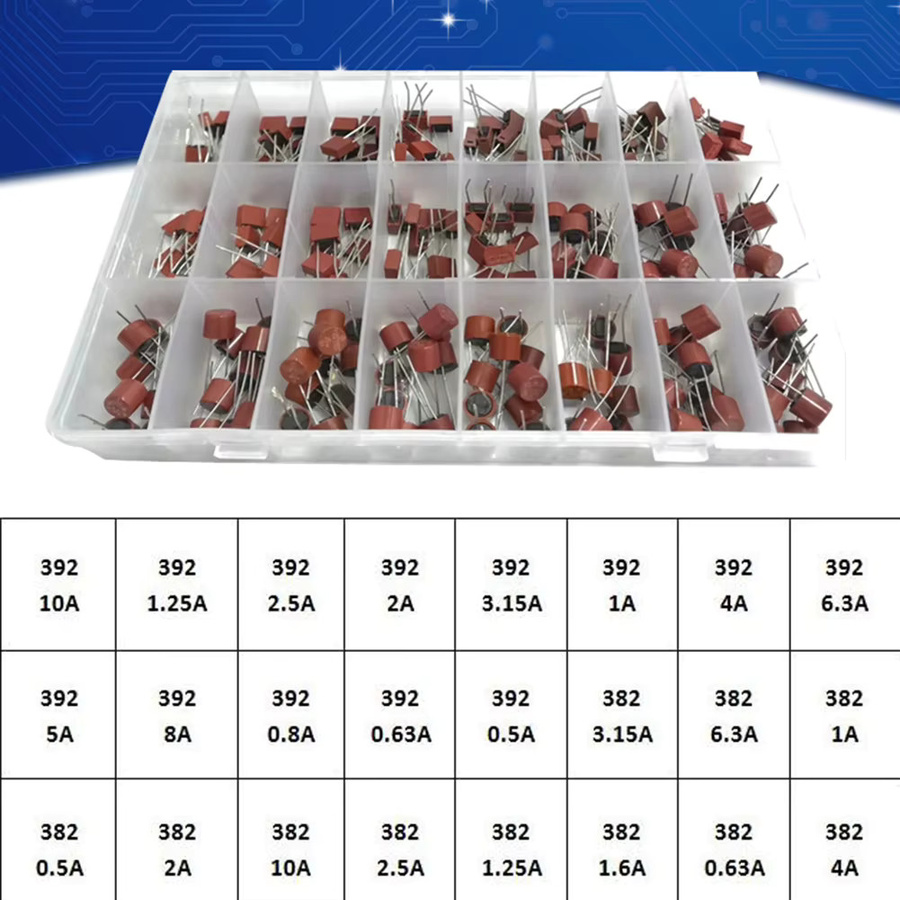 HiMISS Mikrosicherung Set mit 240 Stück, langsam blasend, Miniatursicherung für 250 V, 24 Spezifikationen von 0,5 A bis 10 A, Ersatzteile - Bild 1