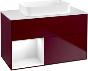 V&B Finion Waschtischunterschrank mit LED-Wandbeleuchtung und Regalfach, Weiß lackiert, B: 100 cm, T: 60,3 cm - Bild 1