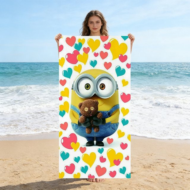 Potdemiel Strandtuch mit niedlichem Kreaturen-Design, schnelltrocknend und weich, Multicolour - Bild 1