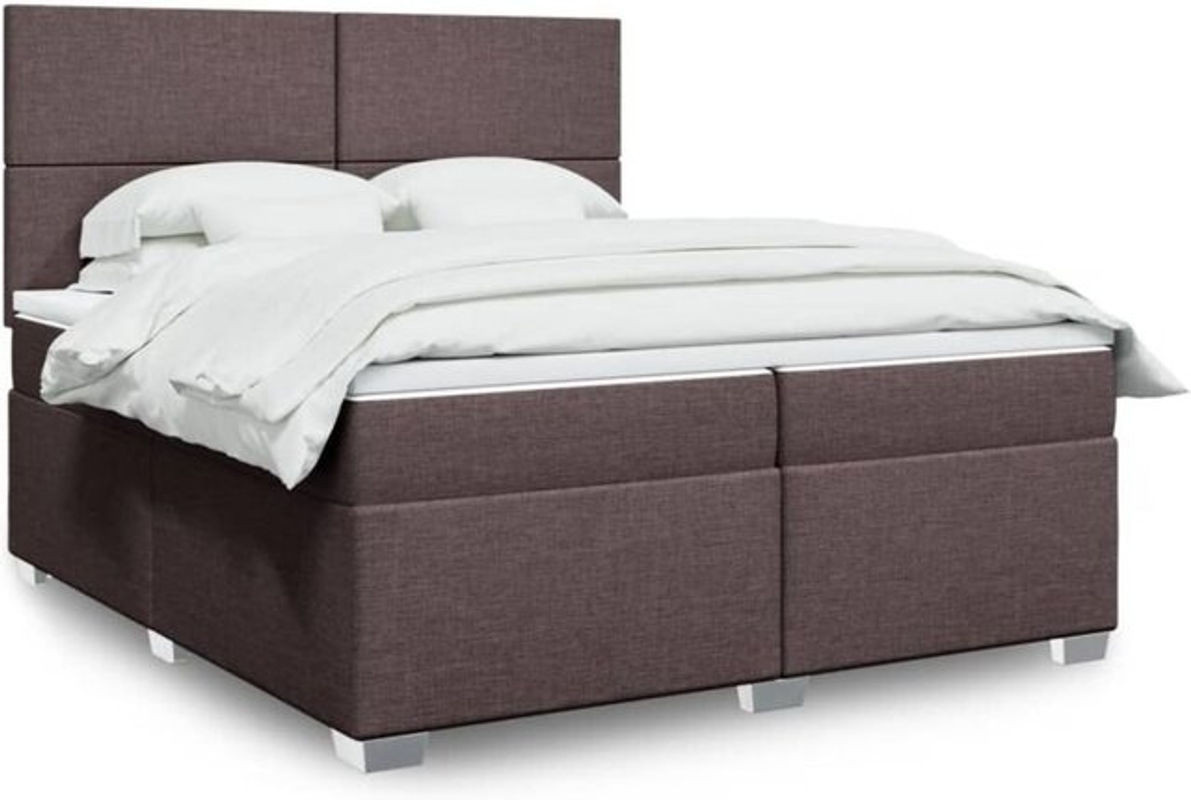 vidaxl Boxspringbett mit Matratze in Braun aus Stoff, B/T/H: 200 x 200 x 140,5 cm - Bild 1
