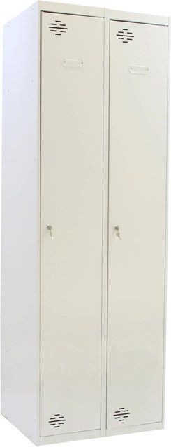 PROREGAL Spind Amego Kleiderspind aus Metall mit 2 Abteilen in Lichtgrau, H x B x T: 180 x 60 x 50 cm - Bild 1