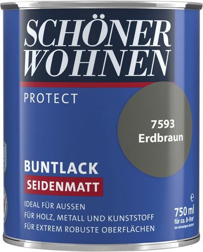 Schöner Wohnen Protect Buntlack für Holz in Erdbraun, seidenmatt, 0,75 l - Bild 1