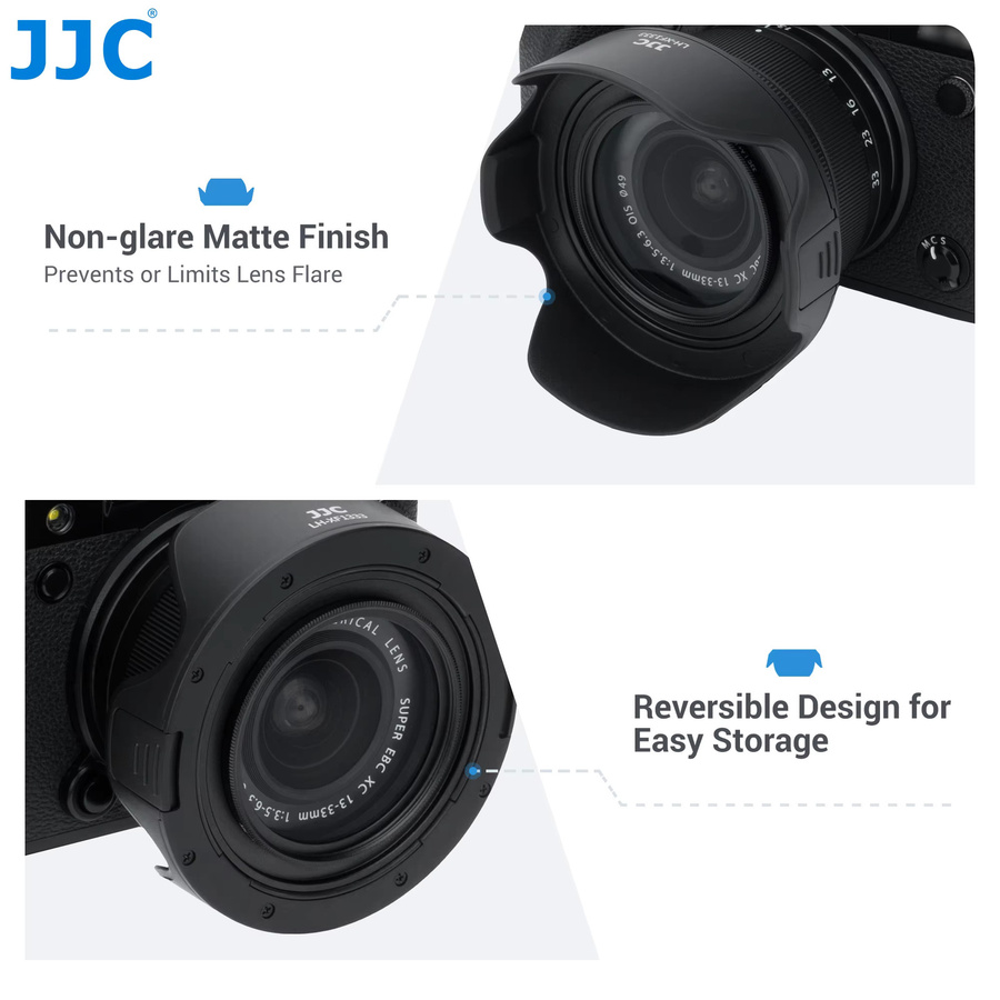JJC Petal Reversible Gegenlichtblende Schwarz für Fujifilm XC 13-33mm f/3.5-6.3 OIS Objektiv mit Adapterring für Fujifilm X-T30 XT30 III - Bild 3