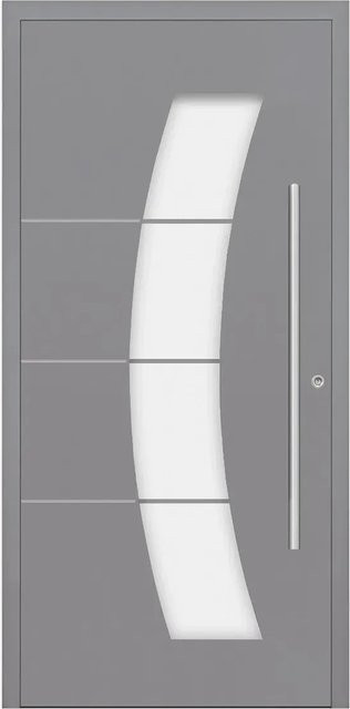 Splendoor Aluminium-Haustür Moderno M340 Premium in Silbergrau Metallic mit Glaseinsatz, B: 110 cm, H: 210 cm, DIN Links - Bild 1