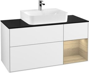 V&B Waschtischunterschrank Finion mit Wandbeleuchtung, Weiß lackiert, Breite: 120 cm, Höhe: 50,1 cm, Tiefe: 50,1 cm - Bild 1