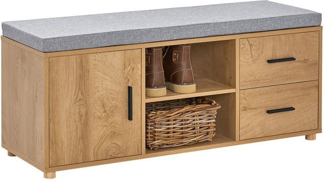 SoBuy Schuhbank FSR148-N in Natur mit 2 Schubladen und 4 Fächern, B/T/H: 76 x 35 x 47 cm - Bild 1