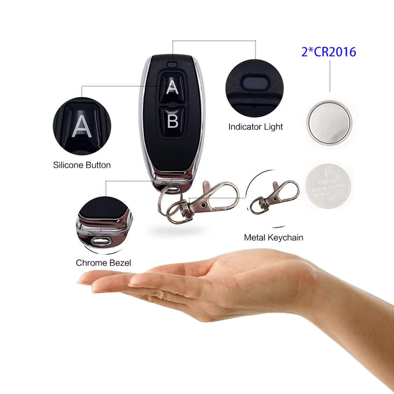 WenQia 433MHz Drahtlose Universal Fernbedienung mit 2-Kanal RF Relais Empfänger und Sender für AC 220V 10A zur Steuerung von Licht, Birnen oder Motoren - Bild 4