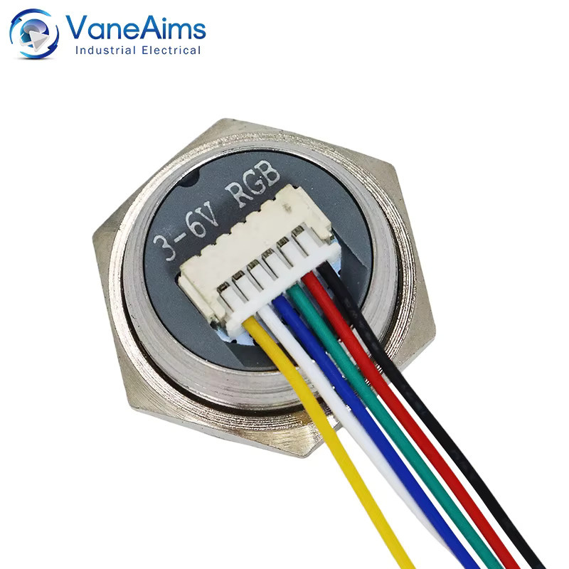 VaneAims Metall-Druckknopf LED-Lichtschalter Silber, Wasserdichter Momentan-Schalter 12V/220V 1NO mit Doppelkopf-Kabelanschluss - Bild 2