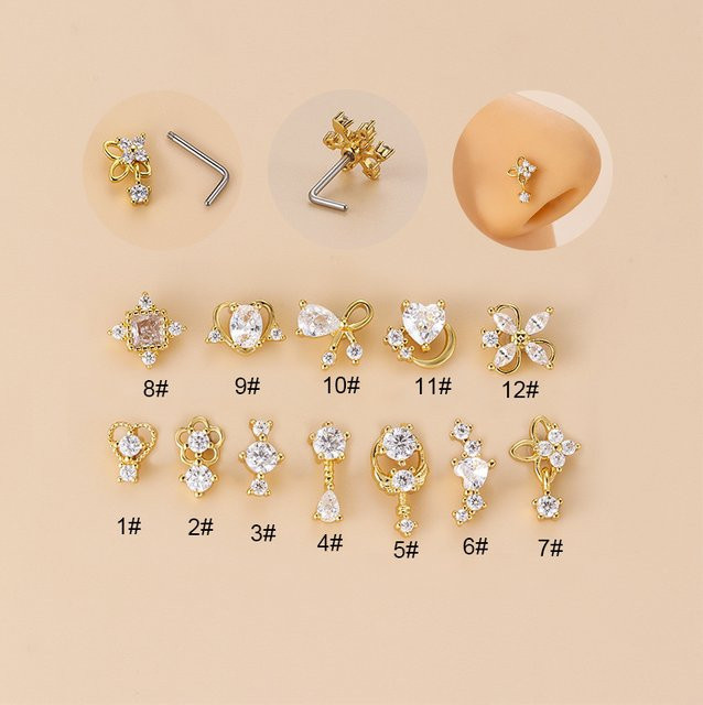 mling Nasenstecker Edelstahl, Zirkonia, Damen, Gold - Bild 1