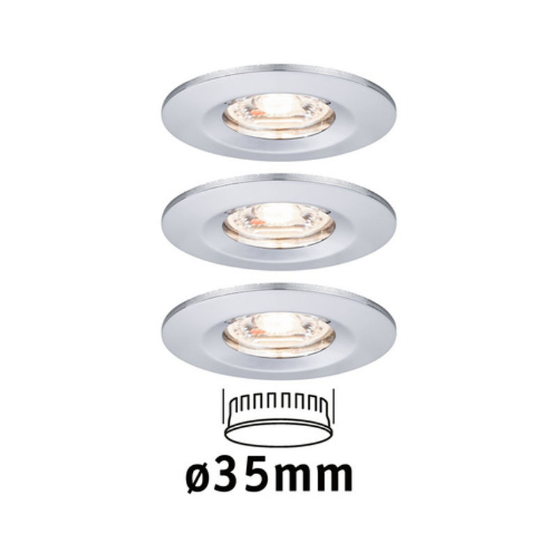 Paulmann Nova mini LED-Einbauleuchte 3er Set, rund, warmweiß, Chrom/Silber, IP44 - Bild 2