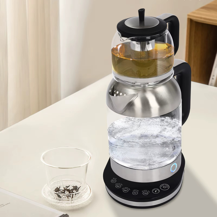 Bymaocar Elektrischer Glaskessel in Transparent, Tragbarer Wasserkocher mit 1500 W bis 1800 W für Heim und Büro - Bild 4