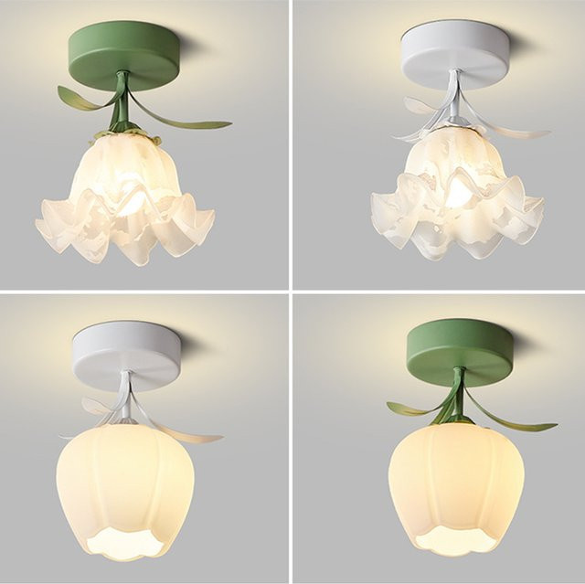 LZPZ RUI Deckenleuchte in Weiß mit Glas-Blumenknospen-Design für Flur, Korridor und Balkon - Bild 1
