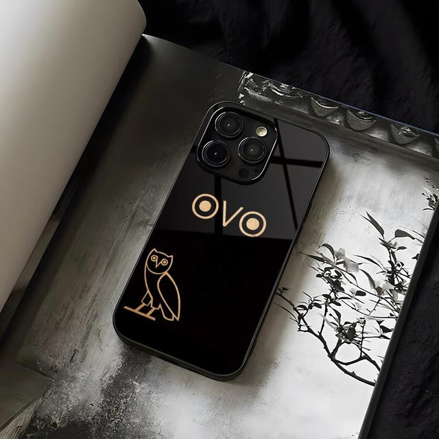 Handyhülle Drake O-OvO Eule Sänger mit gehärtetem Glas für iPhone 11 12 13 14 15 16 17 Pro Max Plus Mini XR SE 2020 in Schwarz - Bild 1