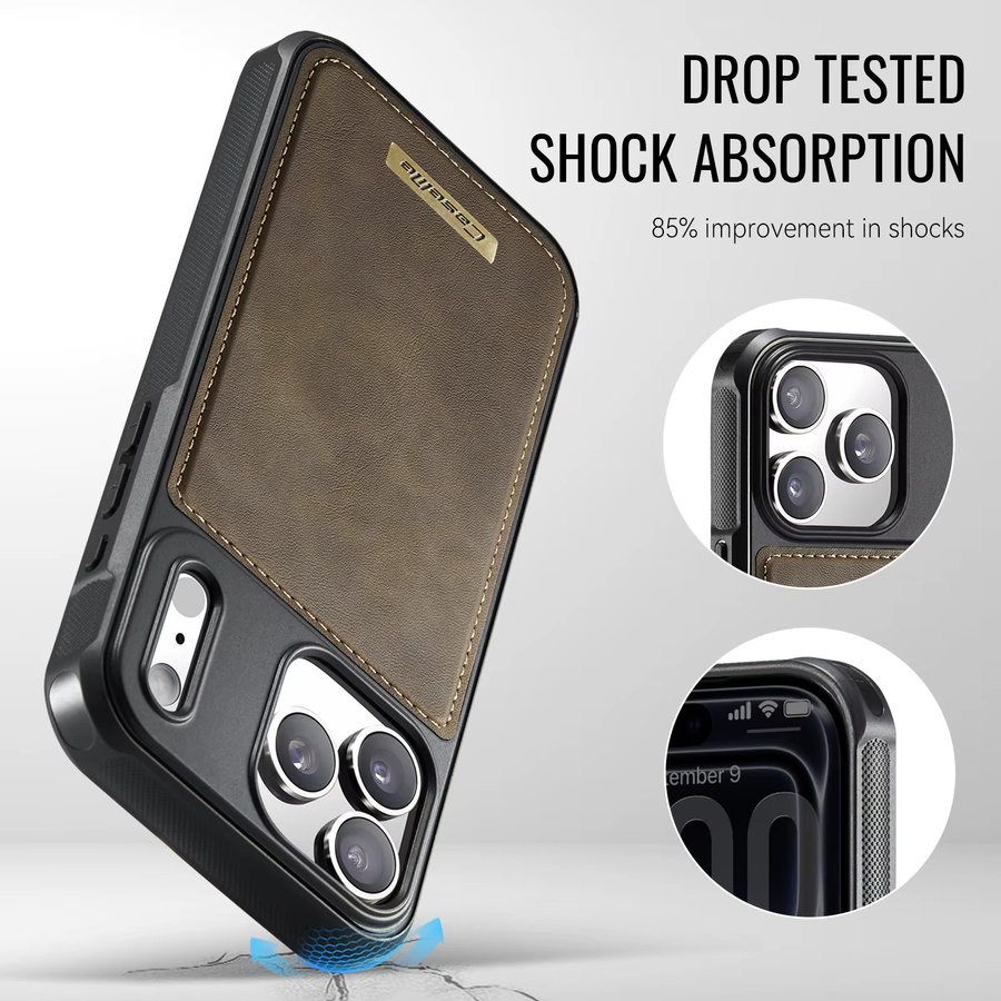 Aierkeba 2-in-1 Magnetische Leder-Brieftasche mit Kartenfächern und Handyhülle für iPhone, RFID-Schutz und Standfunktion, Farben: Lila und Braun - Bild 4