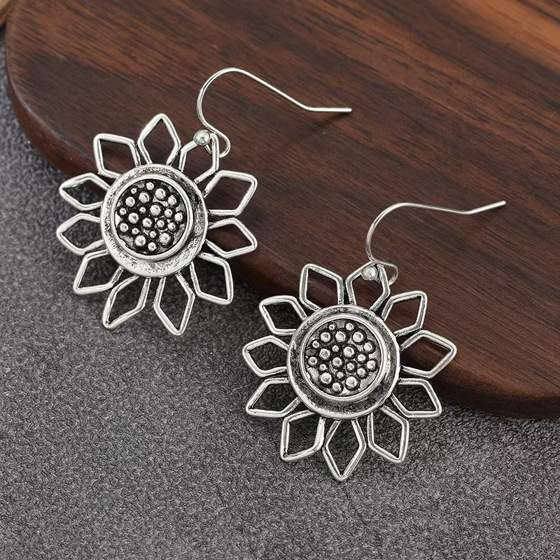 YoYo Haken-Ohrringe, Sonnenblumen-Design, Silber, Damen - Bild 4