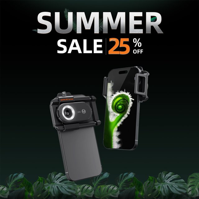 Spider Farmer Clip-On-Lupe 200X Trichome-Mikroskop in Schwarz mit LED- und UV-Lichtern, Nano-Zoom und CPL-Filter für Smartphones - Bild 1
