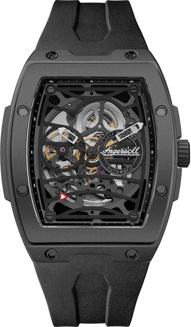 Ingersoll Herrenuhr Automatik, Keramik, Tonneau, 42 mm, Silikon, Schwarz, 5 ATM - Bild 1