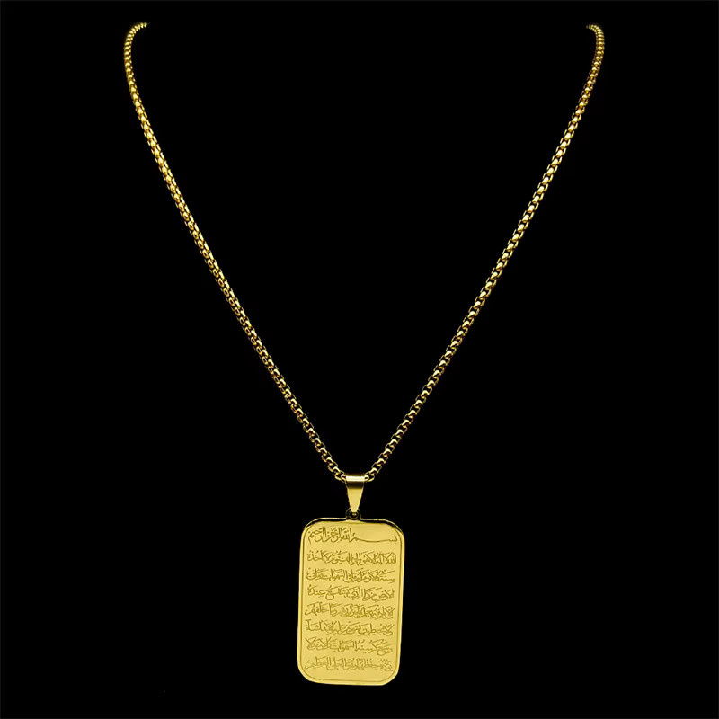 AFAWA Halskette, Edelstahl, Gold, Medaillen-Anhänger, Unisex - Bild 2