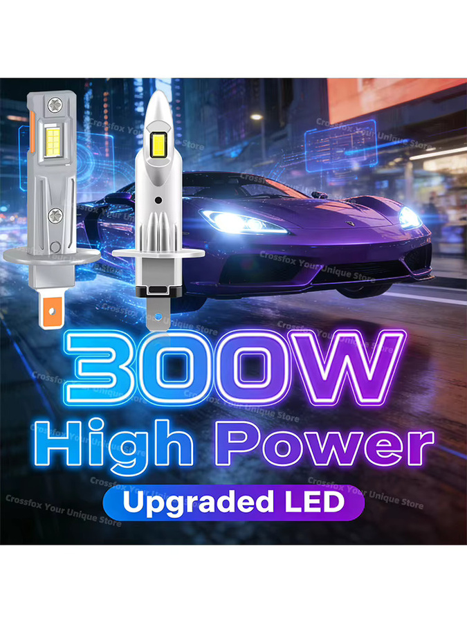 2er Set LED Auto Scheinwerfer Lampen für H7 H4 H1 H11 9005 9006 HB3 HB4 in Silber, 60000LM Mini Drahtlose Lampen mit 800% Helligkeit für 12V - Bild 5